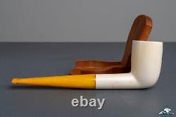 Handmade Block Meerschaum Billiard True Amber Stem