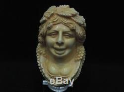 Happy Bacchante in Vineyard Block Meerschaum Pipe Big Mythological Yellow 5237