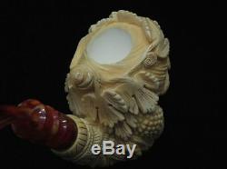 Happy Bacchante in Vineyard Block Meerschaum Pipe Big Mythological Yellow 5237