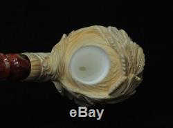 Happy Bacchante in Vineyard Block Meerschaum Pipe Big Mythological Yellow 5237