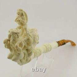 Heaven and Hell Block Meerschaum Pipe, with Case, Unique Meerschaum Pipes