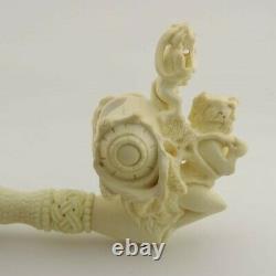 Heaven and Hell Block Meerschaum Pipe, with Case, Unique Meerschaum Pipes