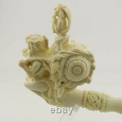 Heaven and Hell Block Meerschaum Pipe, with Case, Unique Meerschaum Pipes