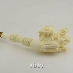 Heaven and Hell Block Meerschaum Pipe, with Case, Unique Meerschaum Pipes