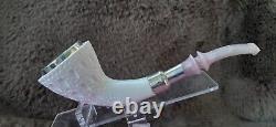 Horn Handmade Block Meerschaum Silvery Army Pipe