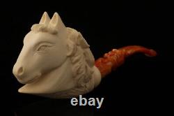 Horse Block Meerschaum Pipe Carved by I. Baglan with custom case 13518