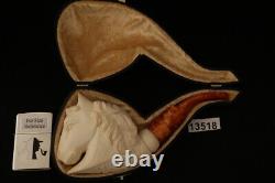 Horse Block Meerschaum Pipe Carved by I. Baglan with custom case 13518