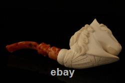 Horse Block Meerschaum Pipe Carved by I. Baglan with custom case 13518