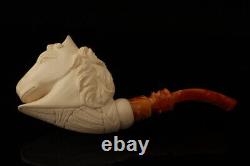 Horse Block Meerschaum Pipe Carved by I. Baglan with custom case 13518