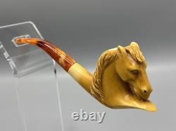 Horse Figure pipe Handmade Block Meerschaum-NEW Custom Case#1136