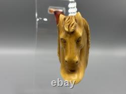 Horse Figure pipe Handmade Block Meerschaum-NEW Custom Case#1136
