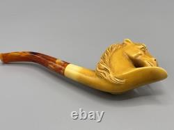 Horse Figure pipe Handmade Block Meerschaum-NEW Custom Case#1136