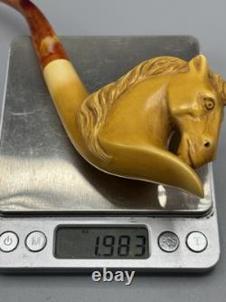 Horse Figure pipe Handmade Block Meerschaum-NEW Custom Case#1136