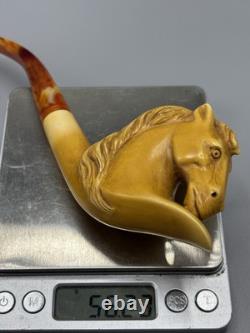 Horse Figure pipe Handmade Block Meerschaum-NEW Custom Case#1136