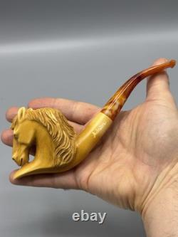 Horse Figure pipe Handmade Block Meerschaum-NEW Custom Case#1136