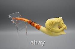 Horse Figure pipe Handmade Block Meerschaum-NEW Custom Case#1806