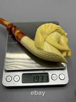 Horse Figure pipe Handmade Block Meerschaum-NEW Custom Case#1806