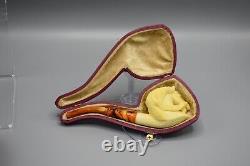 Horse Figure pipe Handmade Block Meerschaum-NEW Custom Case#1806