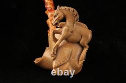 Horses Carved by R. Karaca Block Meerschaum Pipe in a fitted case 6284