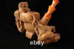 Horses Carved by R. Karaca Block Meerschaum Pipe in a fitted case 6284