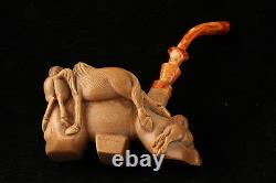 Horses Carved by R. Karaca Block Meerschaum Pipe in a fitted case 6284