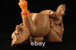 Horses Carved by R. Karaca Block Meerschaum Pipe in a fitted case 6284