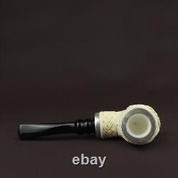 Horses Embossed Pipe, block Meerschaum New Handmade Reverse Calabash Case#552