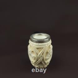 Horses Embossed Pipe, block Meerschaum New Handmade Reverse Calabash Case#552