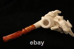 Horses and Pegasus Block Meerschaum Pipe in a fitted CASE 7599