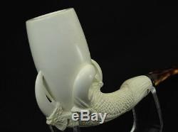 Huge Smooth Dragon Egg in Eagle Claw Solid Block Tobacco Meerschaum Pipe 9596