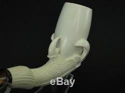 Huge Smooth Dragon Egg in Eagle Claw Solid Block Tobacco Meerschaum Pipe 9596