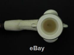 Huge Smooth Dragon Egg in Eagle Claw Solid Block Tobacco Meerschaum Pipe 9596