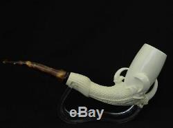 Huge Smooth Dragon Egg in Eagle Claw Solid Block Tobacco Meerschaum Pipe 9596