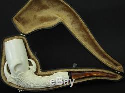 Huge Smooth Dragon Egg in Eagle Claw Solid Block Tobacco Meerschaum Pipe 9596