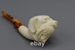 Hunting Dog W Bird Pipe New Block Meerschaum Handmade W Case#1876