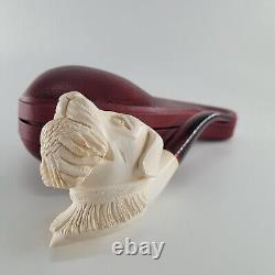 Hunting dog meerschaum pipe handcarved block meerschaum by CPW #647