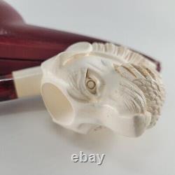 Hunting dog meerschaum pipe handcarved block meerschaum by CPW #647