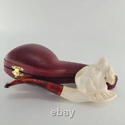 Hunting dog meerschaum pipe handcarved block meerschaum by CPW #647