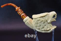 I BAGLAN Lady Hand Holding Eagle PIPE BLOCK MEERSCHAUM HANDMADE NEW W Case#222