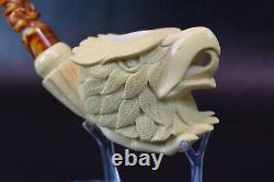 I BAGLAN Lady Hand Holding Eagle PIPE BLOCK MEERSCHAUM HANDMADE NEW W Case#222