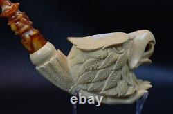 I BAGLAN Lady Hand Holding Eagle PIPE BLOCK MEERSCHAUM HANDMADE NEW W Case#222