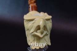 I BAGLAN Lady Hand Holding Eagle PIPE BLOCK MEERSCHAUM HANDMADE NEW W Case#222