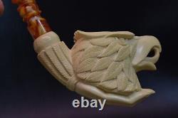 I BAGLAN Lady Hand Holding Eagle PIPE BLOCK MEERSCHAUM HANDMADE NEW W Case#222