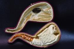 I BAGLAN Lady Hand Holding Eagle PIPE BLOCK MEERSCHAUM HANDMADE NEW W Case#222