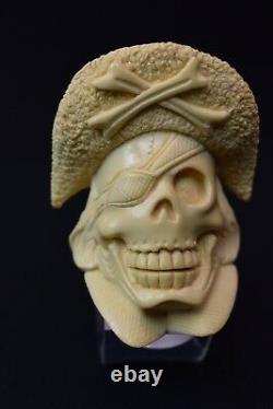I BAGLAN Skull Pirate W PIPE BLOCK MEERSCHAUM NEW W Case-Stand-Skull Tamper#616