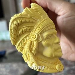 Indian Chief Pipe By Erdogan Ege Block Meerschaum Handmade NEW Custom Case#1303
