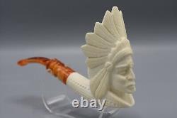 Indian Figure Pipe By Ali Block Meerschaum NEW Handmade With Case#580