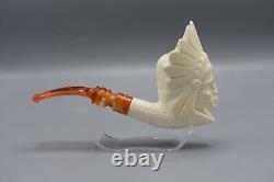 Indian Figure Pipe By Ali Block Meerschaum NEW Handmade With Case#580