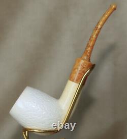 Ismet Bekler (CAO) BLOCK MEERSCHAUM in CASE MINTAmber Stem Turkish Pipe