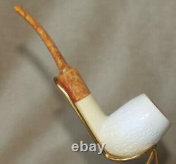 Ismet Bekler (CAO) BLOCK MEERSCHAUM in CASE MINTAmber Stem Turkish Pipe